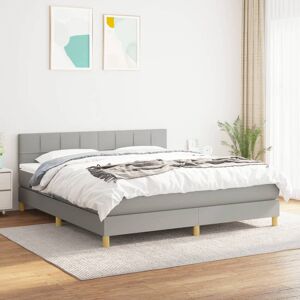 vidaXL Boxspringbett mit Matratze Hellgrau 180x200 cm Stoff - Grau