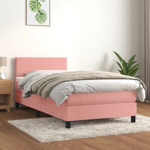 vidaXL Boxspringbett mit Matratze Rosa 90x200 cm Samt - Rosa