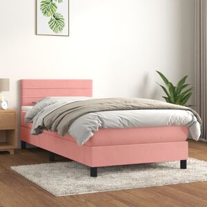 vidaXL Boxspringbett mit Matratze Rosa 90x190 cm Samt - Rosa