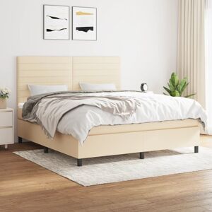 vidaXL Boxspringbett mit Matratze Creme 180x200 cm Stoff - Creme