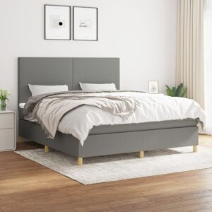 vidaXL Boxspringbett mit Matratze Dunkelgrau 160x200 cm Stoff - Grau