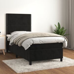 vidaXL Boxspringbett mit Matratze Schwarz 80x200 cm Samt - Schwarz