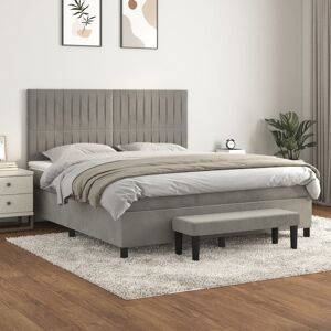 vidaXL Boxspringbett mit Matratze Hellgrau 180x200 cm Samt - Grau