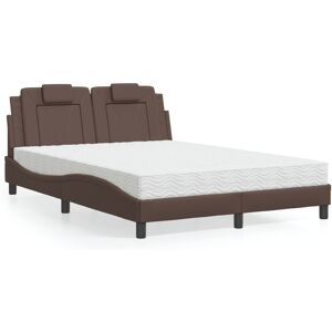 vidaXL Bett mit Matratze Braun 120x200 cm Kunstleder - Braun