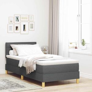 vidaXL Boxspringbett mit Kissen Dunkelgrau 90 x 190 cm Stoff - Grau vidaXL Boxspringbett mit Kissen Dunkelgrau 90 x 190 cm Stoff - Grau