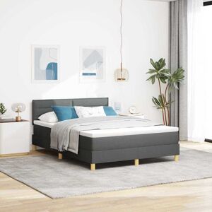 vidaXL Boxspringbett mit Kissen Dunkelgrau 140 x 190 cm Stoff - Grau vidaXL Boxspringbett mit Kissen Dunkelgrau 140 x 190 cm Stoff - Grau