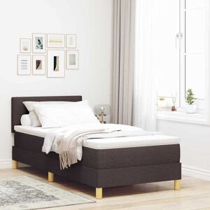 vidaXL Boxspringbett mit Kissen Dunkelbraun 90 x 200 cm Stoff - Braun vidaXL Boxspringbett mit Kissen Dunkelbraun 90 x 200 cm Stoff - Braun