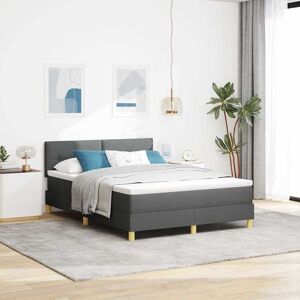 vidaXL Boxspringbett mit Kissen Dunkelgrau 140 x 200 cm Stoff - Grau vidaXL Boxspringbett mit Kissen Dunkelgrau 140 x 200 cm Stoff - Grau