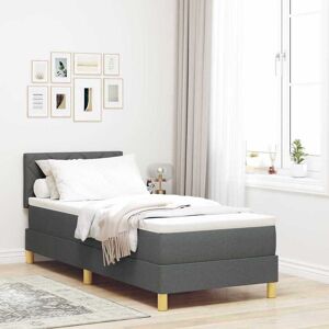 vidaXL Boxspringbett mit Kissen Dunkelgrau 80 x 200 cm Stoff - Grau vidaXL Boxspringbett mit Kissen Dunkelgrau 80 x 200 cm Stoff - Grau