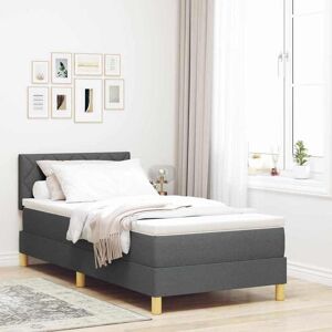 vidaXL Boxspringbett mit Kissen Dunkelgrau 100 x 200 cm Stoff - Grau vidaXL Boxspringbett mit Kissen Dunkelgrau 100 x 200 cm Stoff - Grau