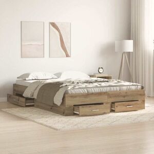 vidaXL Bettrahmen Artisan-Eiche 135 x 190 cm Holzwerkstoff - Braun vidaXL Bettrahmen Artisan-Eiche 135 x 190 cm Holzwerkstoff - Braun