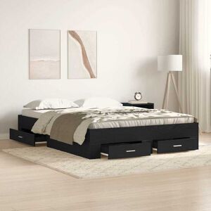 Vidaxl Schwarze Eiche 135x190 cm Bett mit Schubladen Vidaxl Schwarze Eiche 135x190 cm Bett mit Schubladen