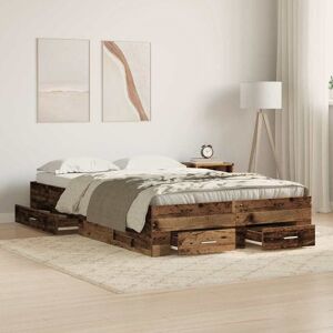 vidaXL Bettrahmen mit Schubladen Altholz 120 x 190 cm Holzwerkstoff - Braun vidaXL Bettrahmen mit Schubladen Altholz 120 x 190 cm Holzwerkstoff - Braun