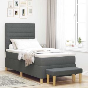 vidaXL Boxspringbett mit Kissen Dunkelgrau 200 x 90 cm Stoff - Grau vidaXL Boxspringbett mit Kissen Dunkelgrau 200 x 90 cm Stoff - Grau