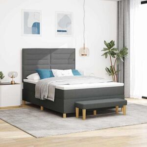 vidaXL Boxspringbett mit Kissen Dunkelgrau 200 x 140 cm Stoff - Grau vidaXL Boxspringbett mit Kissen Dunkelgrau 200 x 140 cm Stoff - Grau