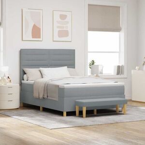 vidaXL Boxspringbett mit Kissen Hellgrau 200 x 160 cm Stoff - Hellgrau vidaXL Boxspringbett mit Kissen Hellgrau 200 x 160 cm Stoff - Hellgrau