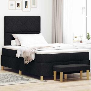 vidaXL Boxspringbett mit Kissen Schwarz 200 x 120 cm Stoff - Schwarz vidaXL Boxspringbett mit Kissen Schwarz 200 x 120 cm Stoff - Schwarz