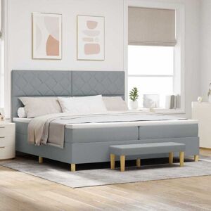 vidaXL Boxspringbett mit Kissen Hellgrau 200 x 200 cm Stoff - Hellgrau vidaXL Boxspringbett mit Kissen Hellgrau 200 x 200 cm Stoff - Hellgrau