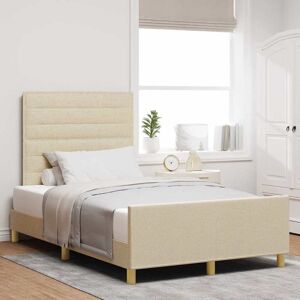 VIDAXL Bettrahmen Crema 120x200cm - Zeitgenössischer Stil, Polsterkopfteil, Massives Kiefernholz VIDAXL Bettrahmen Crema 120x200cm - Zeitgenössischer Stil, Polsterkopfteil, Massives Kiefernholz