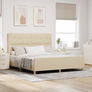 vidaXL Bettgestell mit Kopfteil Creme 180 x 200 cm Stoff - Creme vidaXL Bettgestell mit Kopfteil Creme 180 x 200 cm Stoff - Creme