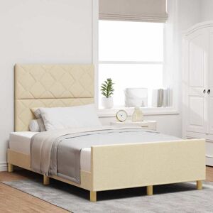 vidaXL Bettgestell mit Kopfteil Creme 120 x 190 cm Stoff - Creme vidaXL Bettgestell mit Kopfteil Creme 120 x 190 cm Stoff - Creme