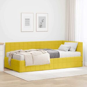 vidaXL Eckbettgestell mit Matratze mit Kopfteil 2 pcs Gelb Samt - Gelb vidaXL Eckbettgestell mit Matratze mit Kopfteil 2 pcs Gelb Samt - Gelb