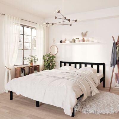 vidaXL Massivholzbett Schwarz Kiefer 135x190 cm - Schwarz vidaXL Massivholzbett Schwarz Kiefer 135x190 cm - Schwarz