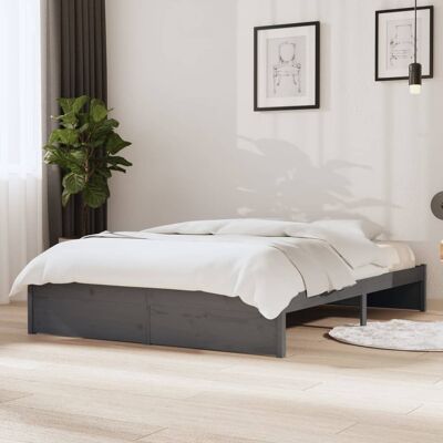 vidaXL Massivholzbett Grau 140x200 cm - Grau vidaXL Massivholzbett Grau 140x200 cm - Grau