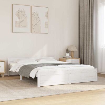 vidaXL Massivholzbett Weiß 140x190 cm - Weiß vidaXL Massivholzbett Weiß 140x190 cm - Weiß