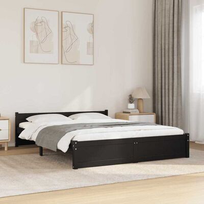 vidaXL Massivholzbett Schwarz 150x200 cm - Schwarz vidaXL Massivholzbett Schwarz 150x200 cm - Schwarz