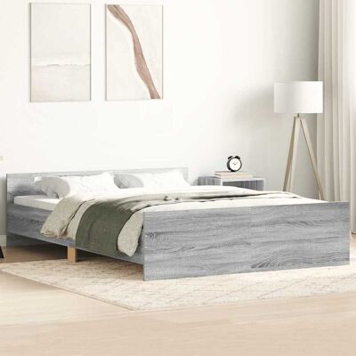vidaXL Bettgestell mit Kopf- und Fußteil Grau Sonoma 150x200 cm - Grau vidaXL Bettgestell mit Kopf- und Fußteil Grau Sonoma 150x200 cm - Grau