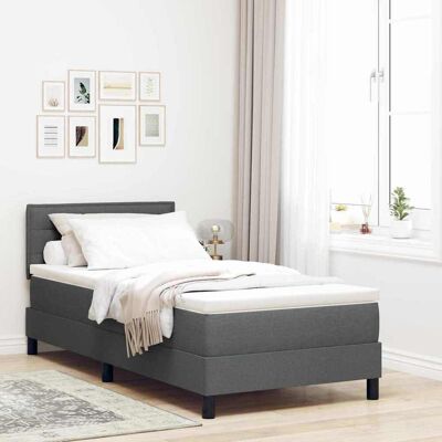 vidaXL Boxspringbett mit Kopfteil Dunkelgrau 90 x 190 cm Stoff - Grau vidaXL Boxspringbett mit Kopfteil Dunkelgrau 90 x 190 cm Stoff - Grau