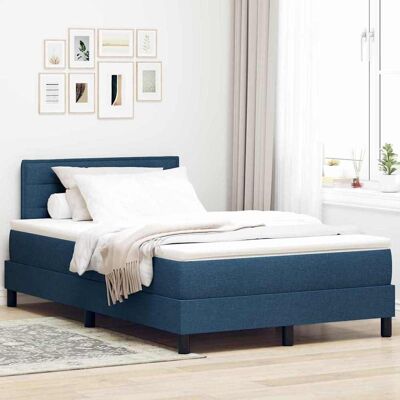 vidaXL Boxspringbett mit Kopfteil Blau 120 x 190 cm Stoff - Marineblau vidaXL Boxspringbett mit Kopfteil Blau 120 x 190 cm Stoff - Marineblau