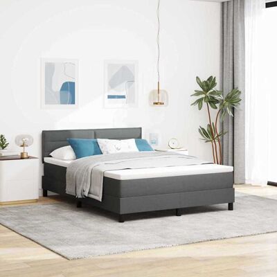vidaXL Boxspringbett mit Kopfteil Dunkelgrau 140 x 190 cm Stoff - Grau vidaXL Boxspringbett mit Kopfteil Dunkelgrau 140 x 190 cm Stoff - Grau