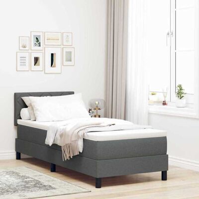 vidaXL Boxspringbett mit Kopfteil Dunkelgrau 80 x 200 cm Stoff - Grau vidaXL Boxspringbett mit Kopfteil Dunkelgrau 80 x 200 cm Stoff - Grau