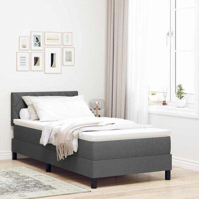 vidaXL Boxspringbett mit Kopfteil Dunkelgrau 90 x 190 cm Stoff - Grau vidaXL Boxspringbett mit Kopfteil Dunkelgrau 90 x 190 cm Stoff - Grau