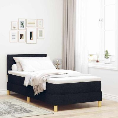 vidaXL Boxspringbett mit Kissen Schwarz 100 x 200 cm Stoff - Schwarz vidaXL Boxspringbett mit Kissen Schwarz 100 x 200 cm Stoff - Schwarz