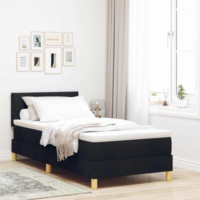 vidaXL Boxspringbett mit Kissen Schwarz 100 x 200 cm Stoff - Schwarz vidaXL Boxspringbett mit Kissen Schwarz 100 x 200 cm Stoff - Schwarz