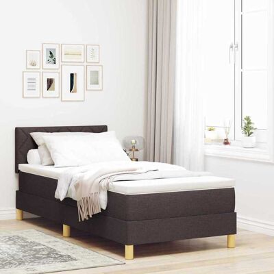 vidaXL Boxspringbett mit Kissen Dunkelbraun 100 x 200 cm Stoff - Braun vidaXL Boxspringbett mit Kissen Dunkelbraun 100 x 200 cm Stoff - Braun