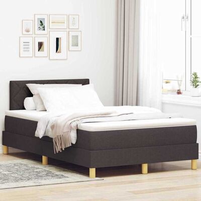 vidaXL Boxspringbett mit Kissen Dunkelbraun 120 x 190 cm Stoff - Braun vidaXL Boxspringbett mit Kissen Dunkelbraun 120 x 190 cm Stoff - Braun