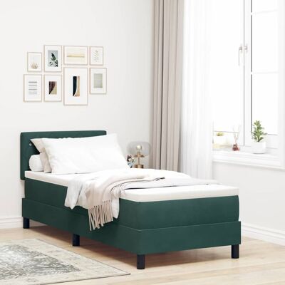 vidaXL Boxspringbett mit Matratze Dunkelgrün 80 x 200 cm Samt - Grün vidaXL Boxspringbett mit Matratze Dunkelgrün 80 x 200 cm Samt - Grün