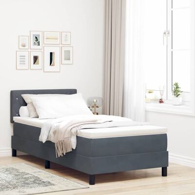 vidaXL Boxspringbett mit Matratze Dunkelgrau 100 x 200 cm Samt - Grau vidaXL Boxspringbett mit Matratze Dunkelgrau 100 x 200 cm Samt - Grau