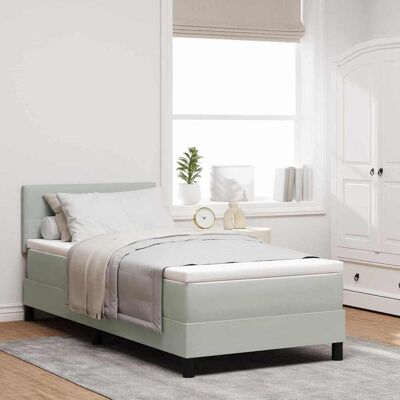 vidaXL Boxspringbett mit Kopfteil Hellgrau 90 x 190 cm Samt - Hellgrau vidaXL Boxspringbett mit Kopfteil Hellgrau 90 x 190 cm Samt - Hellgrau
