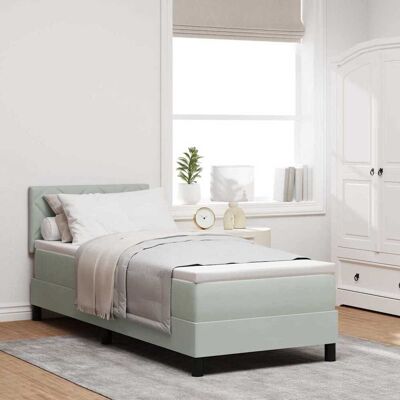 vidaXL Boxspringbett mit Kopfteil Hellgrau 80 x 200 cm Samt - Hellgrau vidaXL Boxspringbett mit Kopfteil Hellgrau 80 x 200 cm Samt - Hellgrau
