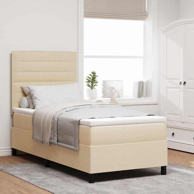 vidaXL Boxspringbett mit Matratze mit Kopfteil Creme 90 x 190 cm Stoff - Creme vidaXL Boxspringbett mit Matratze mit Kopfteil Creme 90 x 190 cm Stoff - Creme