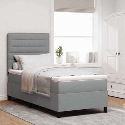 vidaXL Boxspringbett mit Matratze Hellgrau 100 x 200 cm Stoff - Hellgrau vidaXL Boxspringbett mit Matratze Hellgrau 100 x 200 cm Stoff - Hellgrau