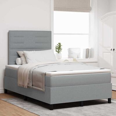 vidaXL Boxspringbett mit Matratze Hellgrau 120 x 190 cm Stoff - Hellgrau vidaXL Boxspringbett mit Matratze Hellgrau 120 x 190 cm Stoff - Hellgrau