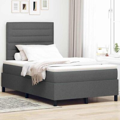 vidaXL Boxspringbett mit Matratze Dunkelgrau 120 x 200 cm Stoff - Grau vidaXL Boxspringbett mit Matratze Dunkelgrau 120 x 200 cm Stoff - Grau