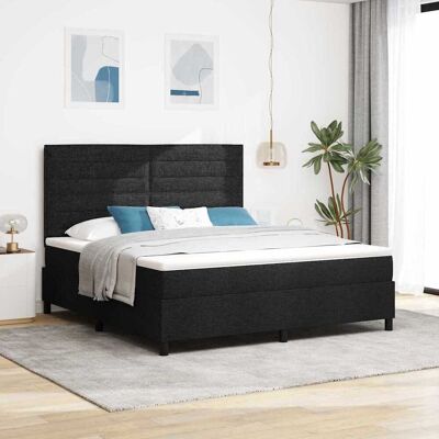 vidaXL Boxspringbett mit Matratze Schwarz 180 x 200 cm Stoff - Schwarz vidaXL Boxspringbett mit Matratze Schwarz 180 x 200 cm Stoff - Schwarz