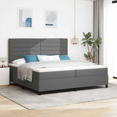 vidaXL Boxspringbett mit Matratze Dunkelgrau 200 x 200 cm Stoff - Grau vidaXL Boxspringbett mit Matratze Dunkelgrau 200 x 200 cm Stoff - Grau